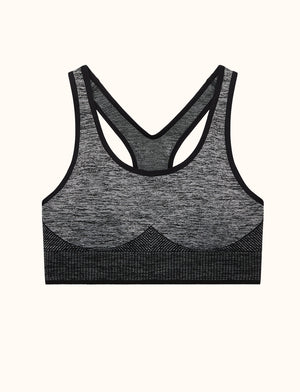 Flex Seamless Racerback Sports Bra - Heather Grey - Nylon/polyester/spandex -Thirdlove