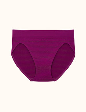 Form Seamless High-Leg Bikini - BERRY CRUSH & GOLD STRIPE - Nylon/Spandex - ThirdLove,modelCC