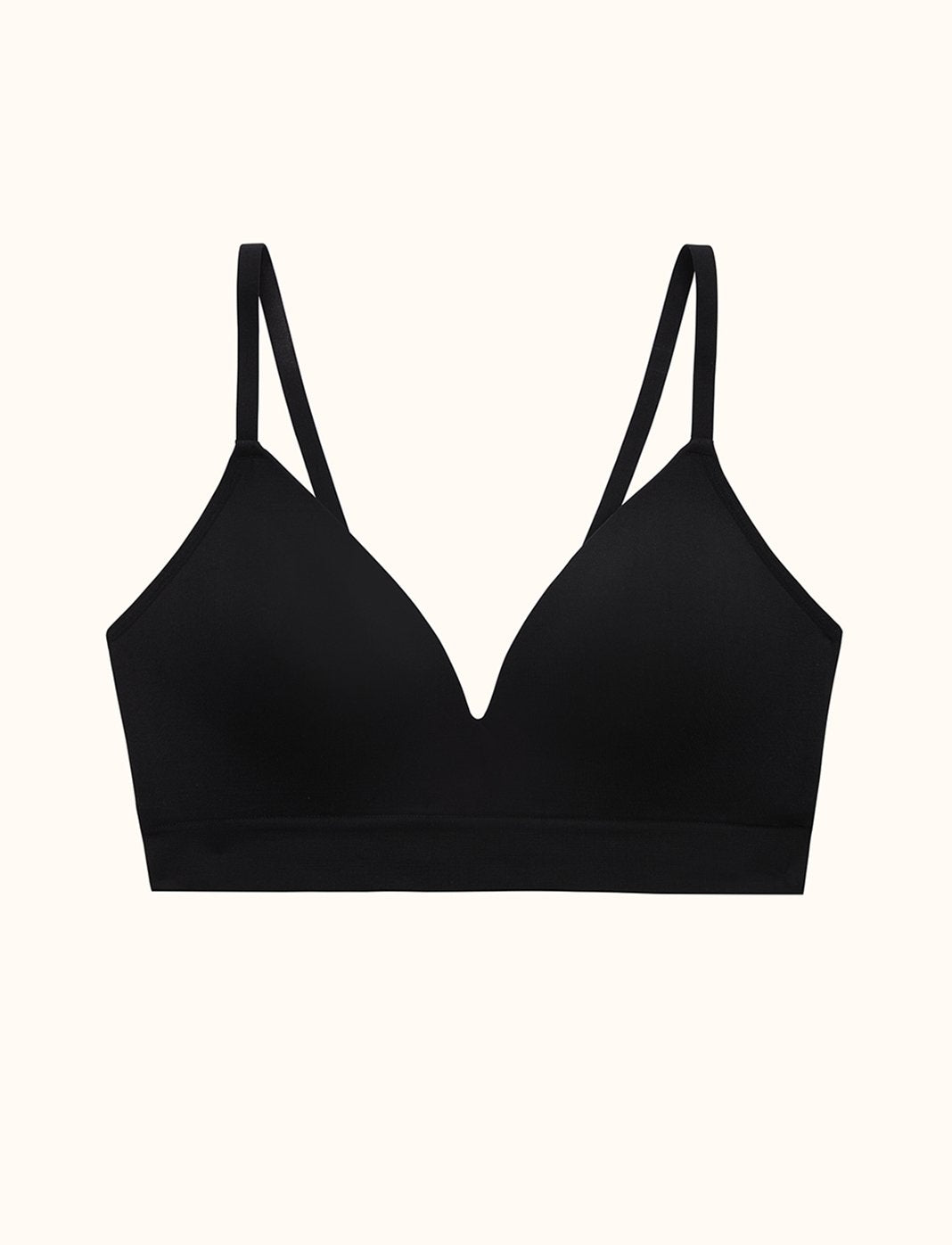 Form Seamless V-Neck Wireless Bra - Black - Nylon/Spandex -Thirdlove
