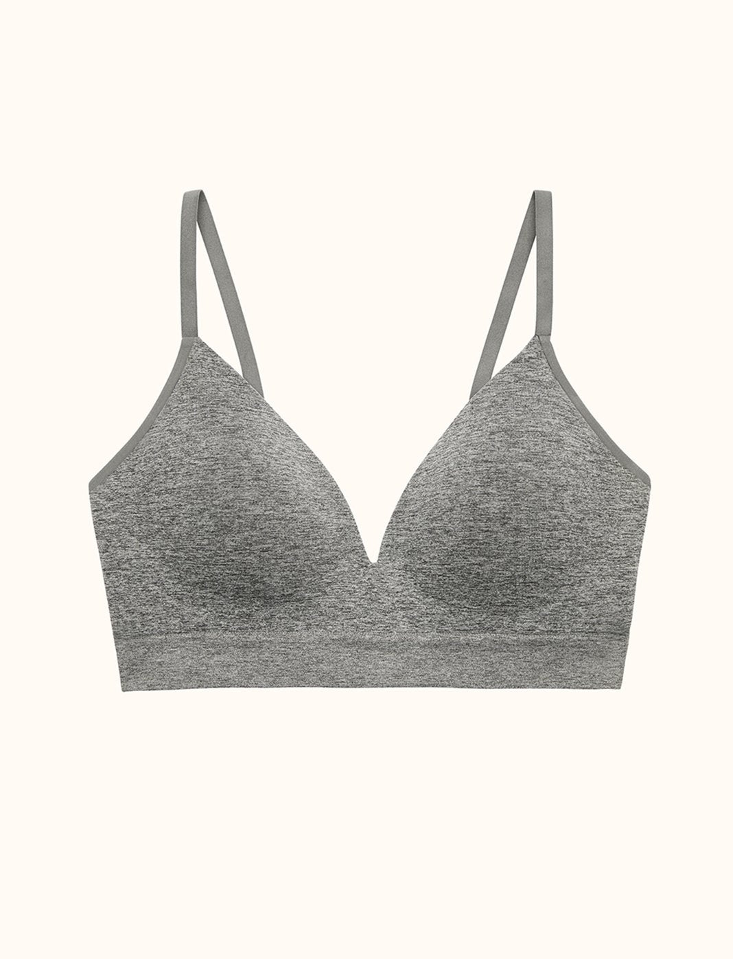 Form Seamless V-Neck Wireless Bra - Gray Heather - Nylon/Spandex -Thirdlove