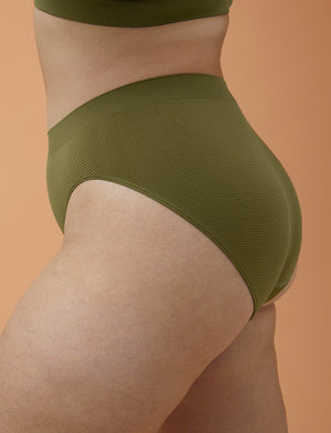 Form Seamless High-Leg Bikini - Palm Green Stripe - Nylon/Spandex - ThirdLove,modelVV