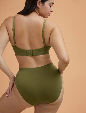 Form Seamless High-Leg Bikini - Palm Green Stripe - Nylon/Spandex - ThirdLove,modelVV