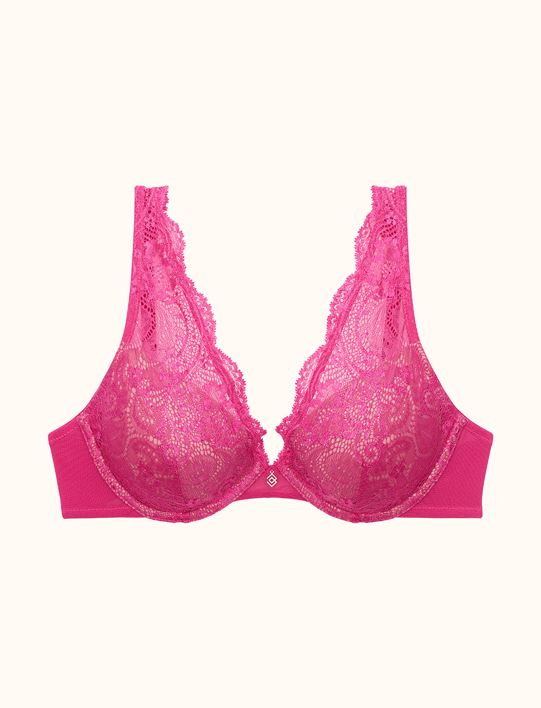 Lace Contour Plunge Bra, Very Berry - Thirdlove - Nylon/Spandex