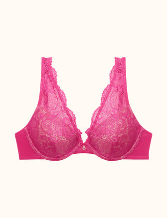 Lace Contour Plunge Bra, Very Berry - Thirdlove - Nylon/Spandex