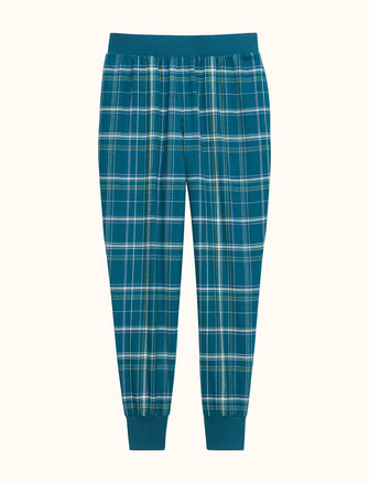 Flannel Pajama Jogger - Teal Plaid - Cotton -Thirdlove