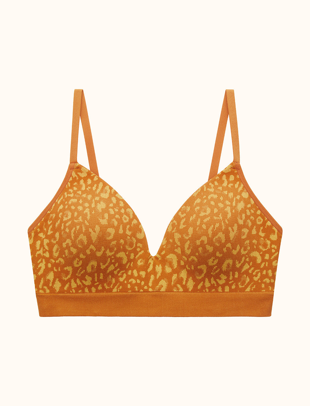 Form Seamless V-Neck Wireless Bra - Ochre Animal - Nylon/Spandex -Thirdlove