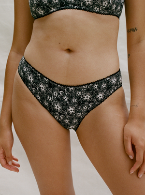 Kit Undergarments Organic Cotton Bikini Brief in Night Bloom, 95% organic cotton, 5% spandex