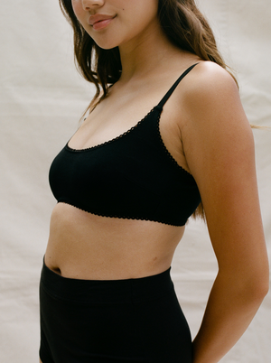 Kit Undergarments Organic Cotton Tank Bralette in Onyx, 95% organic cotton, 5% spandex