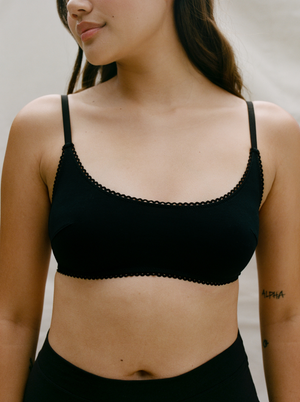 Kit Undergarments Organic Cotton Tank Bralette in Onyx, 95% organic cotton, 5% spandex