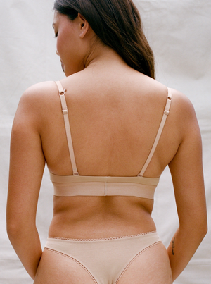 Kit Undergarments Triangle Pullover Bra in Sand, 95% organic cotton, 5% spandex