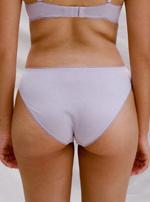 Kit Undergarments Organic Cotton Bikini Brief in Lilac, 95% organic cotton, 5% spandex