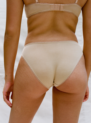 Kit Undergarments Organic Cotton Bikini Brief in Sand, 95% organic cotton, 5% spandex