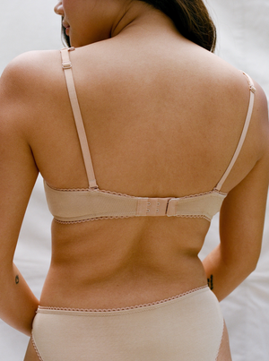 Kit Undergarments Organic Cotton Triangle Soft Bra in Sand, 95% organic cotton, 5% spandex