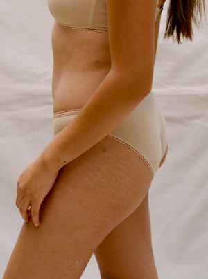Kit Undergarments Organic Cotton Bikini Brief in Sand, 95% organic cotton, 5% spandex