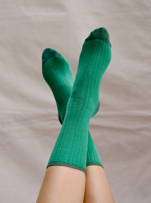 Organic Cotton Two-Tone Crew Socks