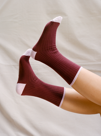 Organic Cotton Two-Tone Crew Socks
