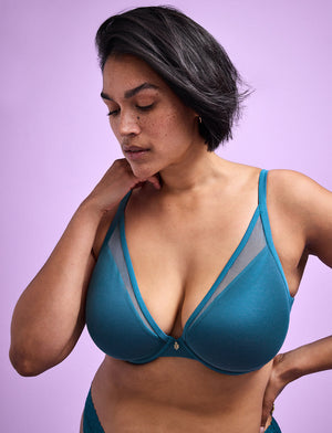 24/7® Classic Uplift Plunge Bra, Deep Teal - Thirdlove - Nylon/Spandex,model3