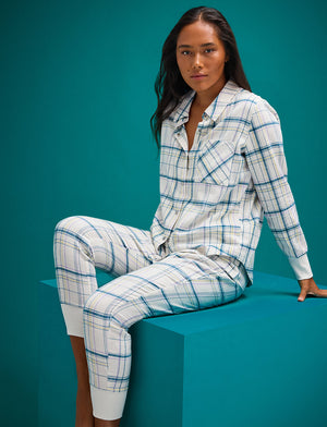 Flannel Pajama Jogger - Oatmeal Plaid - Cotton -Thirdlove
