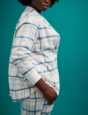 Flannel Pajama Shirt - Oatmeal Plaid - Cotton -Thirdlove