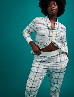 Flannel Pajama Jogger - Oatmeal Plaid - Cotton -Thirdlove