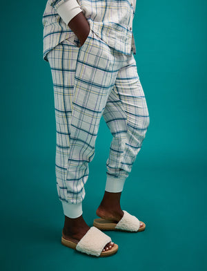 Flannel Pajama Jogger - Oatmeal Plaid - Cotton -Thirdlove