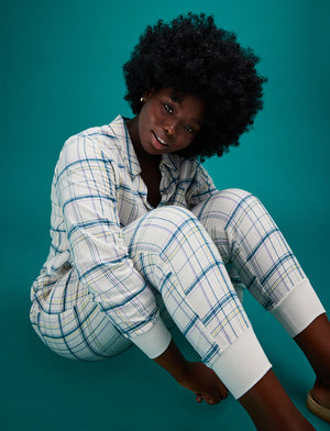 Flannel Pajama Jogger - Oatmeal Plaid - Cotton -Thirdlove