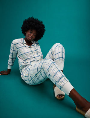 Flannel Pajama Jogger - Oatmeal Plaid - Cotton -Thirdlove