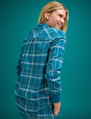 Flannel Pajama Shirt - Teal Plaid - Cotton -Thirdlove