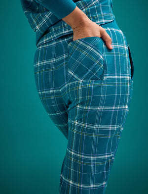 Flannel Pajama Jogger - Teal Plaid - Cotton -Thirdlove
