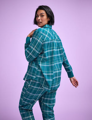 Flannel Pajama Shirt - Teal Plaid - Cotton -Thirdlove