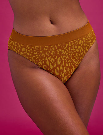 Form Seamless High-Leg Bikini - Ochre Animal - Nylon/Spandex -Thirdlove
