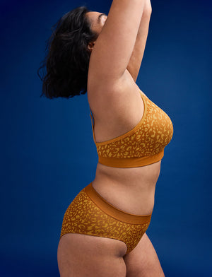 Form Seamless V-Neck Wireless Bra - Ochre Animal - Nylon/Spandex -Thirdlove