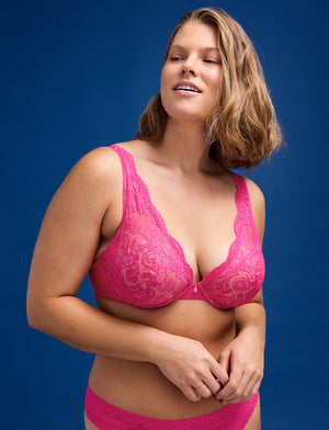 Lace Contour Plunge Bra, Very Berry - Thirdlove - Nylon/Spandex,modeluu