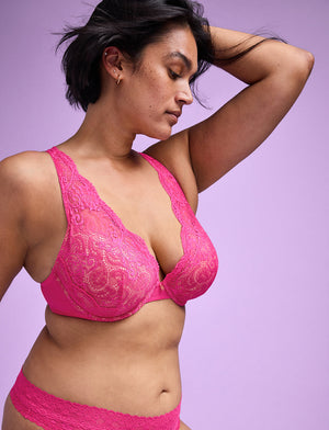 Lace Contour Plunge Bra, Very Berry - Thirdlove - Nylon/Spandex,model3