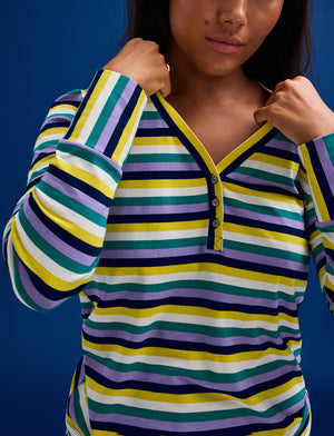WonderKnit™ V-Neck Henley - Multi Stripe - Cotton/Modal/Spandex -Thirdlove