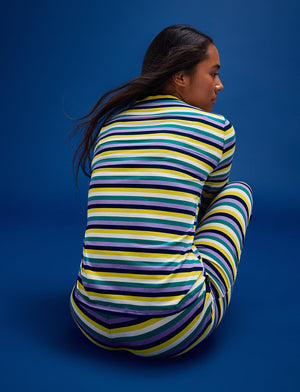 WonderKnit™ V-Neck Henley - Multi Stripe - Cotton/Modal/Spandex -Thirdlove