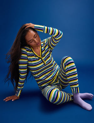 WonderKnit™ V-Neck Henley - Multi Stripe - Cotton/Modal/Spandex -Thirdlove