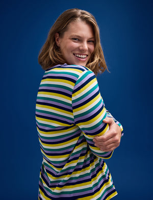 WonderKnit™ V-Neck Henley - Multi Stripe - Cotton/Modal/Spandex -Thirdlove