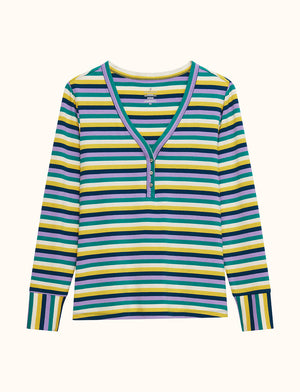 WonderKnit™ V-Neck Henley - Multi Stripe - Cotton/Modal/Spandex -Thirdlove
