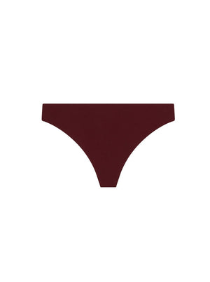 Kit Undergarments Seamless Thong in Garnet, 63% nylon, 37% spandex