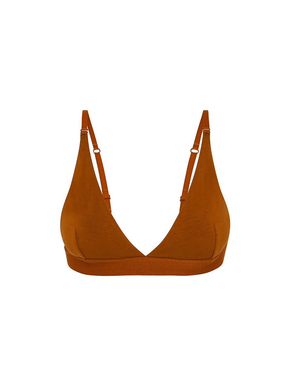 Kit Undergarments Organic Cotton Triangle Pullover Bra in Cinnamon, 95% organic cotton, 5% spandex