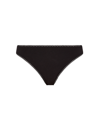 Kit Undergarments Organic Cotton Mid-Rise Thong in Onyx, 95% organic cotton, 5% spandex