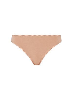 Kit Undergarments Organic Mid-Rise Thong in Sand, 95% organic cotton, 5% spandex