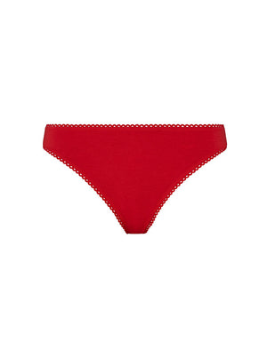 Kit Undergarments Organic Cotton Mid-Rise Thong in Scarlet, 95% organic cotton, 5% spandex