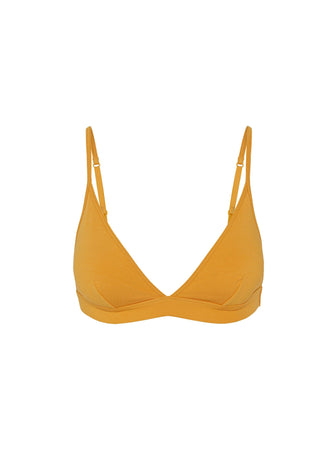 Kit Undergarments Organic Cotton Plunge Bralette in Sunflower, 93% organic cotton, 7% elastane jersey