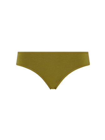 Kit Undergarments Organic Cotton Low-Rise Thong in Olive, 93% organic cotton, 7% elastane jersey
