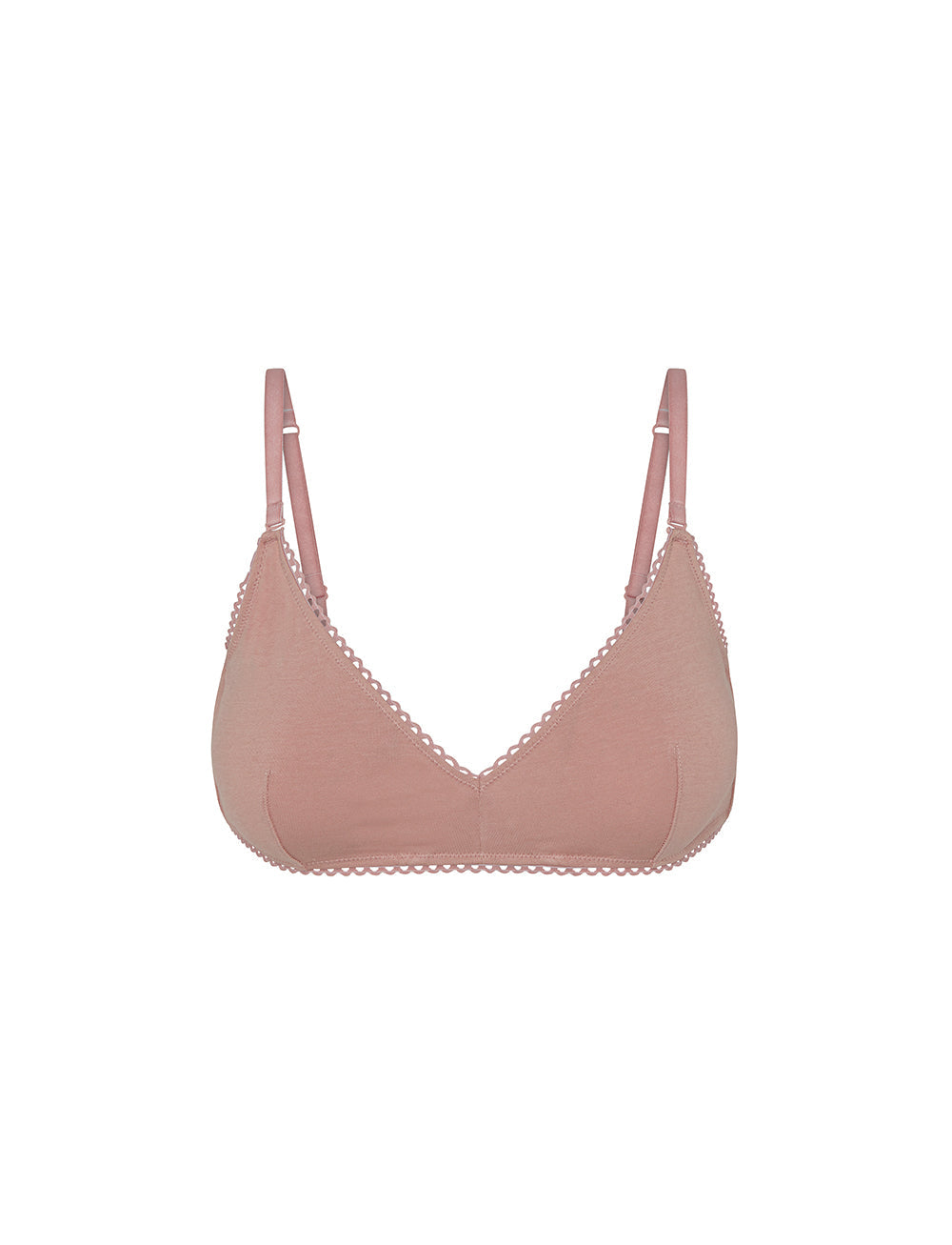 Kit Undergarments Organic Cotton Triangle Soft Bra in Dusty Rose, 95% organic cotton, 5% spandex