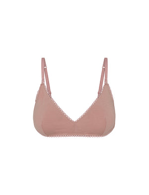 Kit Undergarments Organic Cotton Triangle Soft Bra in Dusty Rose, 95% organic cotton, 5% spandex
