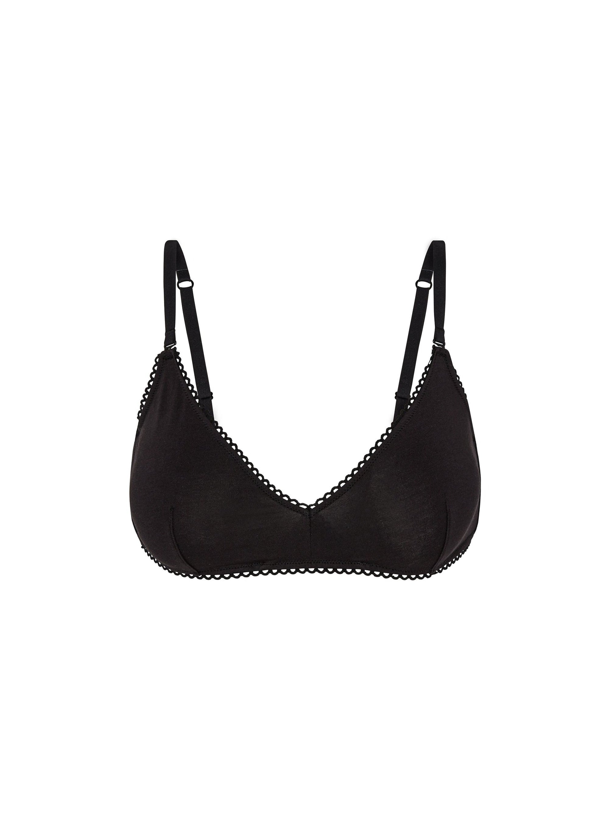 Kit Undergarments Organic Cotton Triangle Soft Bra in Onyx, 95% organic cotton, 5% spandex