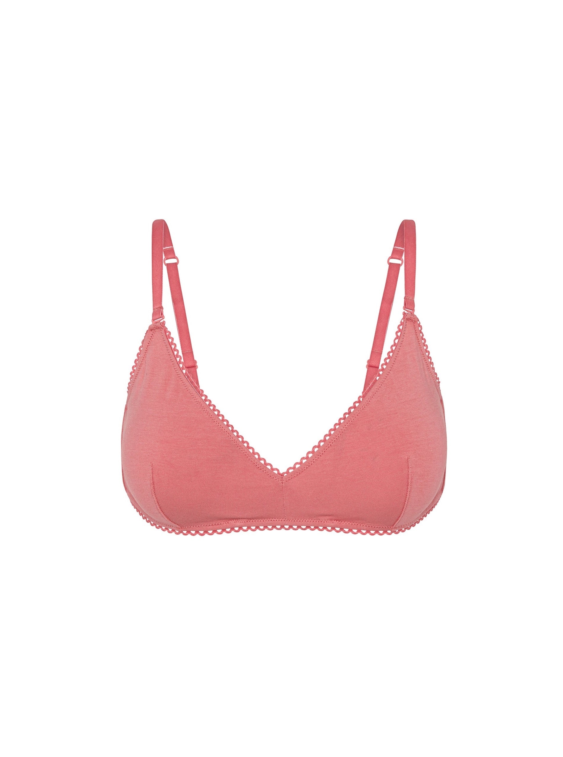 Kit Undergarments Organic Cotton Triangle Soft Bra in Rose, 95% organic cotton, 5% spandex